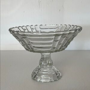 Vintage Jeannette Glass  LOUISA Pattern Footed Fruit Bowl